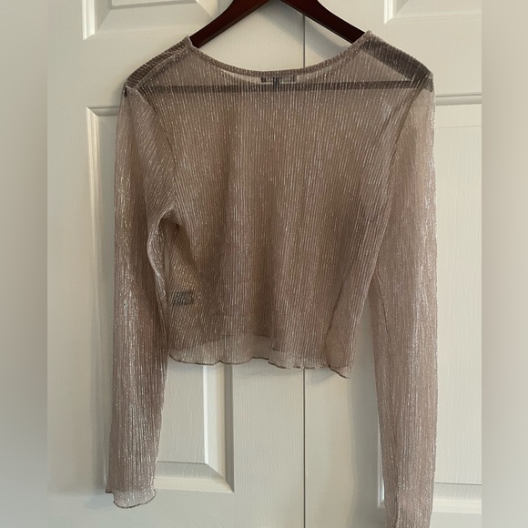 Blāshe Gold Festive Sparkly Sheer Long Sleeve Top - Picture 6 of 6